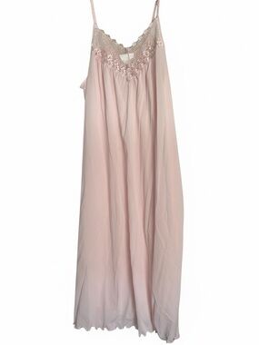 Delicate Lace-Trim Pink Chemise Slip nightgown